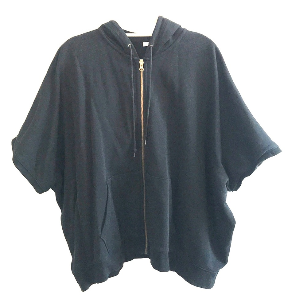 Oversized Short Sleeve Zip Hoodie